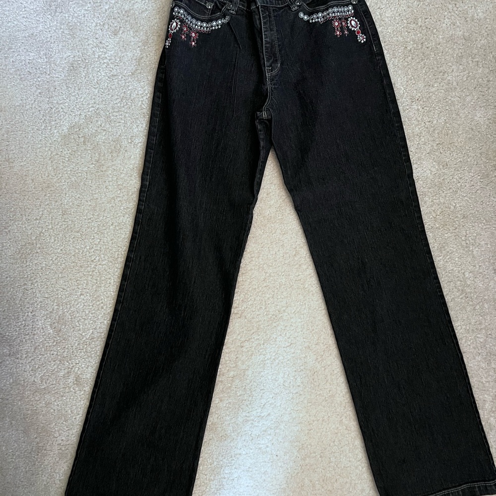 V Cristina red and crystal embellished Jeans, sz 6 - Picture 5 of 10